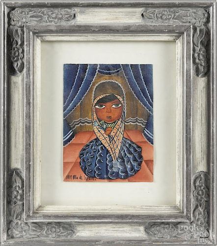 Jose Illa Desetvin, watercolor of a young girl, signed lower left, 8 3/4'' x 6 1/2''.