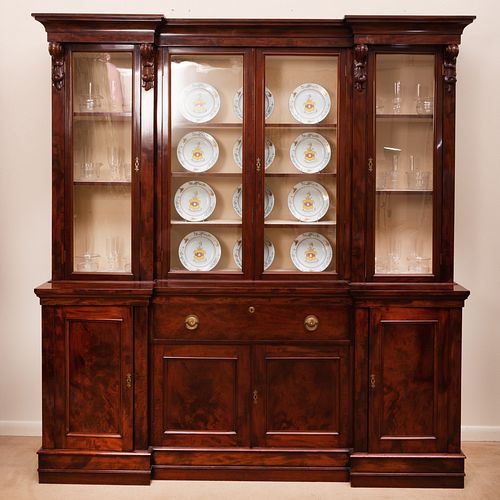William IV Carved Mahogany Breakfront Bookcase