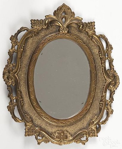 Brass dresser mirror, late 19th c., 12 1/2'' h.