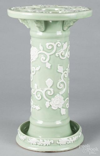 Chinese celadon porcelain umbrella stand, early 20th c., 22 1/2'' h.