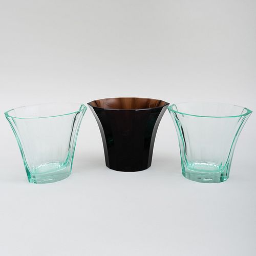 Group of Three Moser Glass Vases Produced for the Neue Gallery