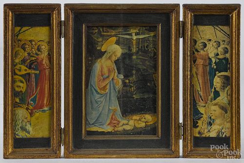 Two triptych icons, 20th c., 11'' h. and 7 1/2'' h.