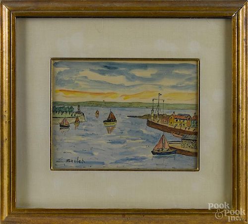 Elisee Maclet (French 1881-1962), watercolor harbor scene, signed lower left, 8 1/2'' x 11 1/2''.