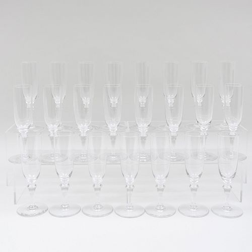 Group of Twenty-Two Baccarat Glass Champagne Flutes