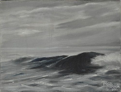 Oil on canvas seascape, signed Joan Nelson lower right, 9'' x 12''.