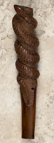 Japanese carved snake pipe stem, 11 3/4'' l.