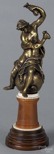 Italian bronze figure of Mercury, 18th c., on a later boxwood base, 12'' h. Provenance: DeHoogh Gallery