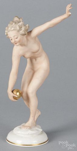Hutschenreuther Art Deco porcelain nude figure, 20th c., 10 1/2'' h.