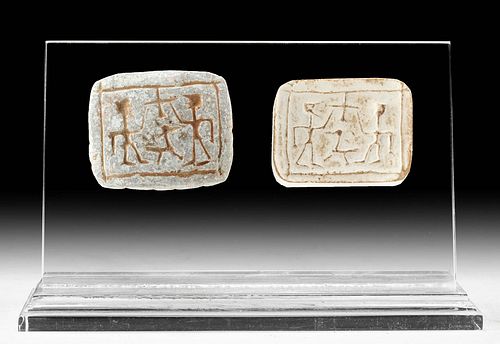 Syrian Archaic Stone Stamp Seal Bead w/ Figures