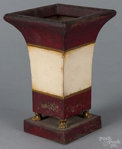 French toleware vase, 19th c., 10'' h. Provenance: DeHoogh Gallery, Philadelphia.