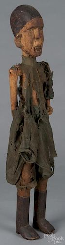 Carved and painted figure of a zombie, 19th c., 30 1/2'' l. Provenance: DeHoogh Gallery, Philadelphia