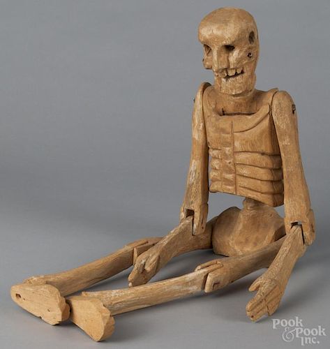 Carved balsa skeleton figure, 20th c., 32 1/2'' h. Provenance: DeHoogh Gallery, Philadelphia.