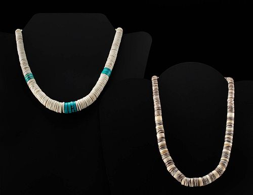 Vintage Navajo Heishi Bead Necklaces, One w/ Turquoise