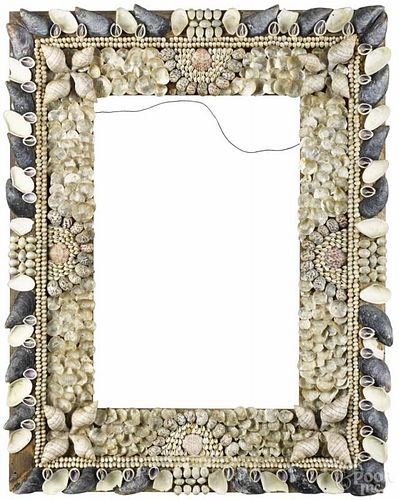 Shell decorated frame, ca. 1900, opening - 17 1/4'' x 11 1/4''. Provenance: DeHoogh Gallery