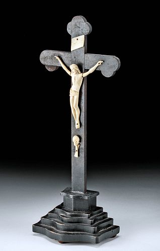 18th C. South American Wood & Bone Crucifix