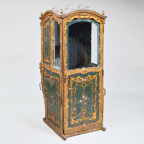French Painted and Parcel-Gilt Sedan Chair