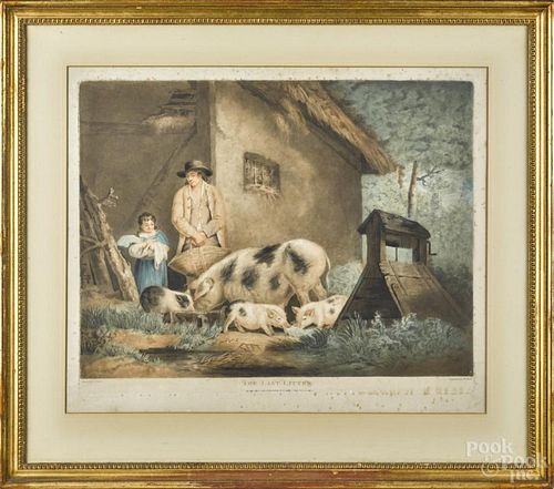 After G. Morland, lithograph, titled The Last Litter, 19th c., 21'' x 25 1/2''.