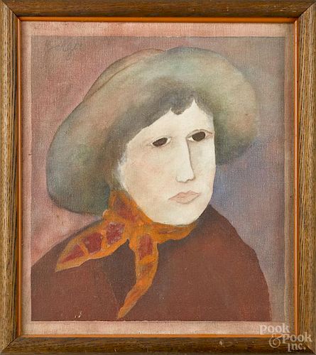 Peter Barger, oil on canvas portrait of a woman, mid 20th c., signed upper left, 16'' x 13 1/2''.