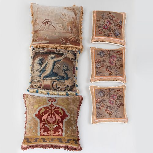 Group of Six Needlework Pillows