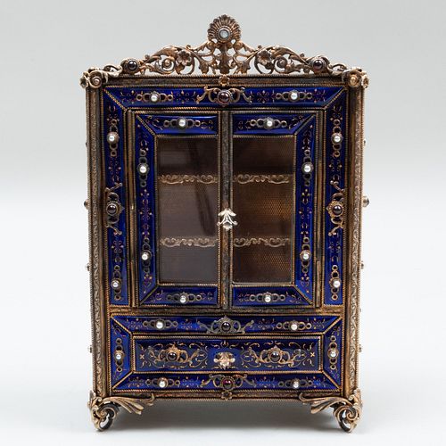 Miniature Silver-Gilt and Enamel Model of a Cabinet, Probably Austrian 