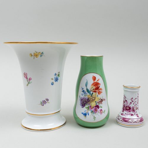 Group of Three Meissen Vases