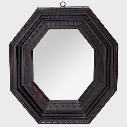 Flemish Baroque Ebonized Octagonal Mirror