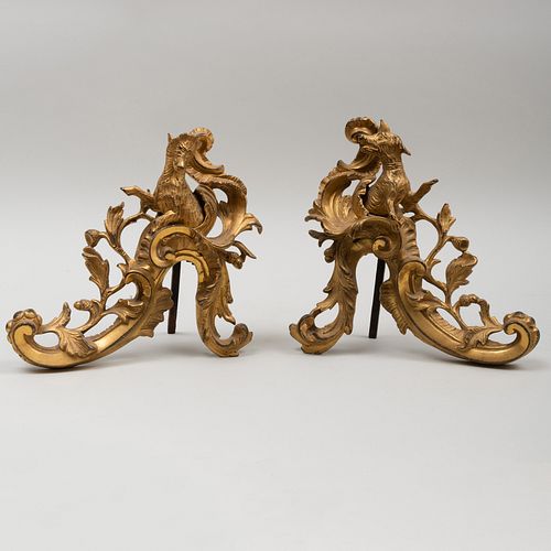 Pair of Louis XV Gilt-Bronze Chenets