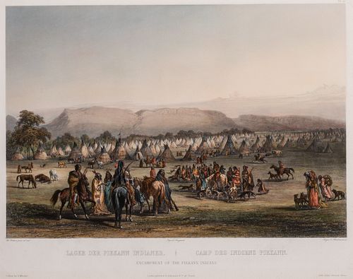 Karl Bodmer (1809–1893): Tableau 43: Encampment of the Piekann Indians
