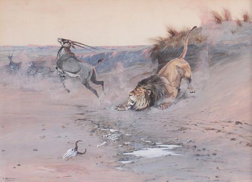 Olaf C. Seltzer (1877–1957): Lion Attacking Gazelle (1904)