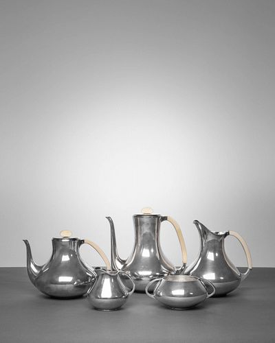 Paul Bang(Danish, 20th Century)Coffee and Tea ServiceComprising Coffee Pot,Tea Pot, Pitcher, Creamer andSugar