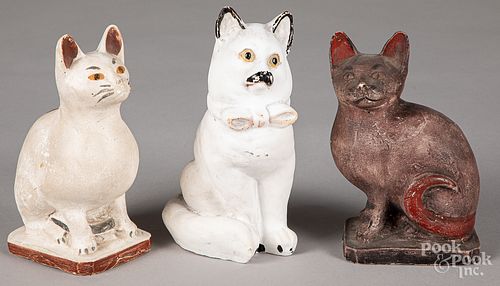 Three Pennsylvania chalkware cats
