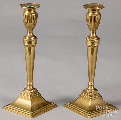 Pair of English brass candlesticks