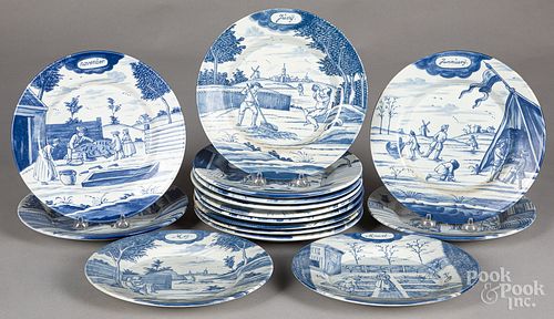 Fifteen Delft months of the year plates
