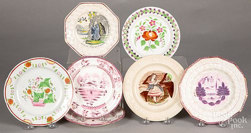 Seven Staffordshire plates, etc.