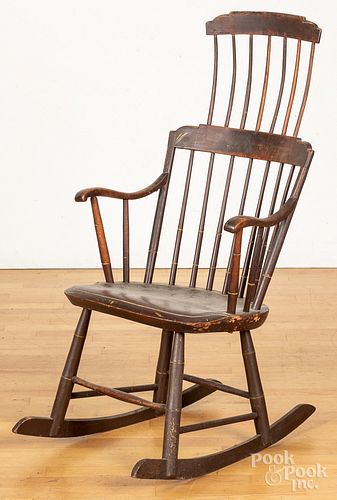 Painted highback Windsor rocking chair, 19th c.