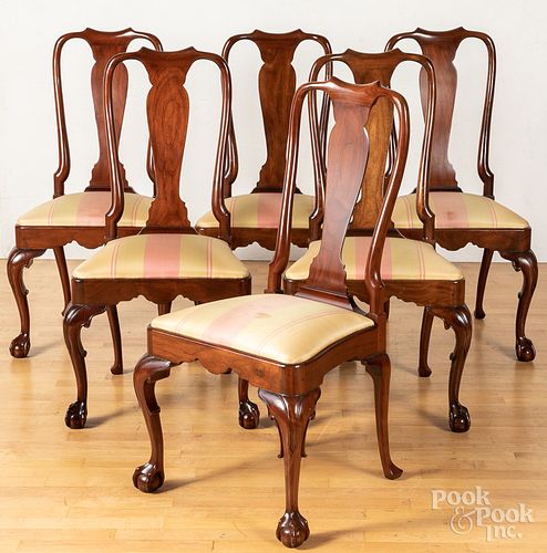 Set of six Kindel Queen Anne style dining chairs