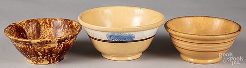 Two yellowware mixing bowls