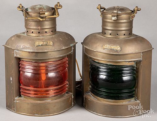 Pair of brass ship lanterns