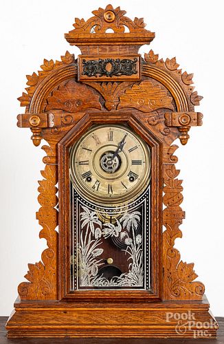 Ingraham oak gingerbread clock
