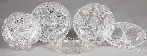 Five cut glass bowls
