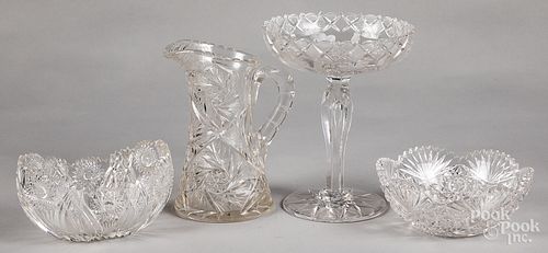 Four pieces of cut glass