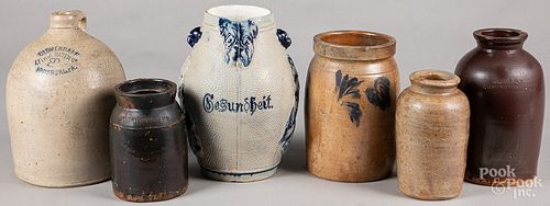 Six pieces of stoneware, 19th c.