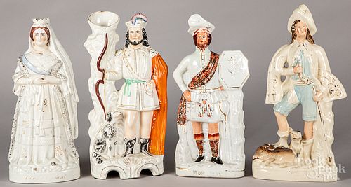 Four large Staffordshire figures, 19th c.