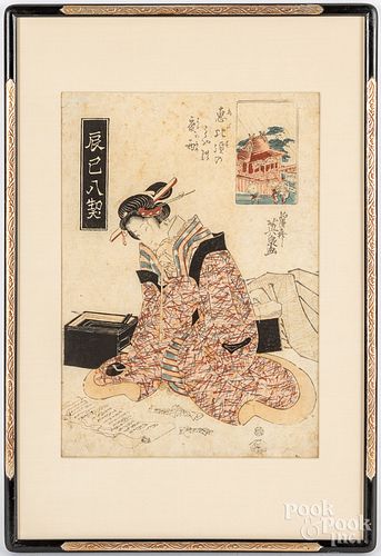 Five Japanese woodblock prints, 19th c.