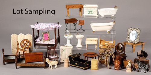Collection of dollhouse furniture.