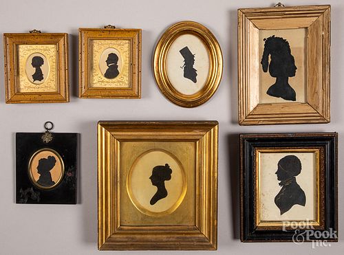 Seven assorted silhouettes, 19th c.