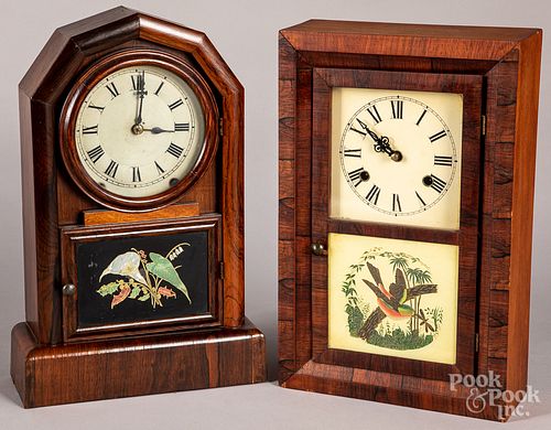 Two rosewood mantel clocks