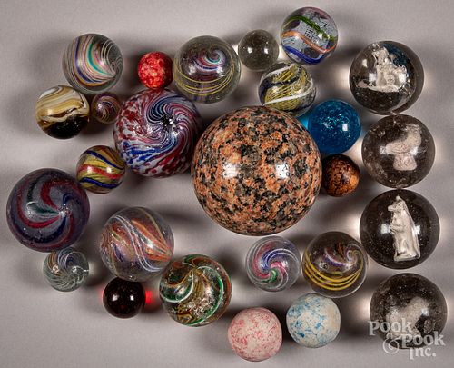 Collection of early marbles, to include sulphides