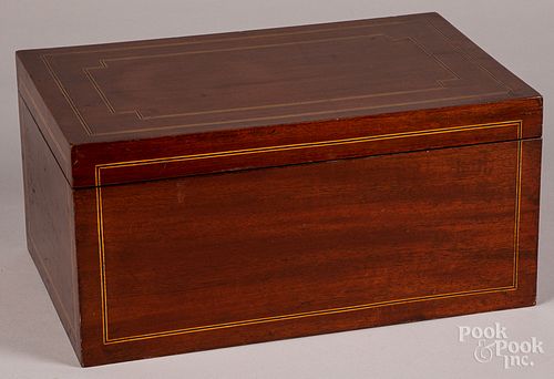 Inlaid mahogany dresser box, early 20th c.