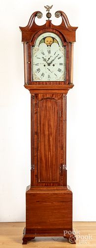 Scottish mahogany tall case clock, early 19th c.
